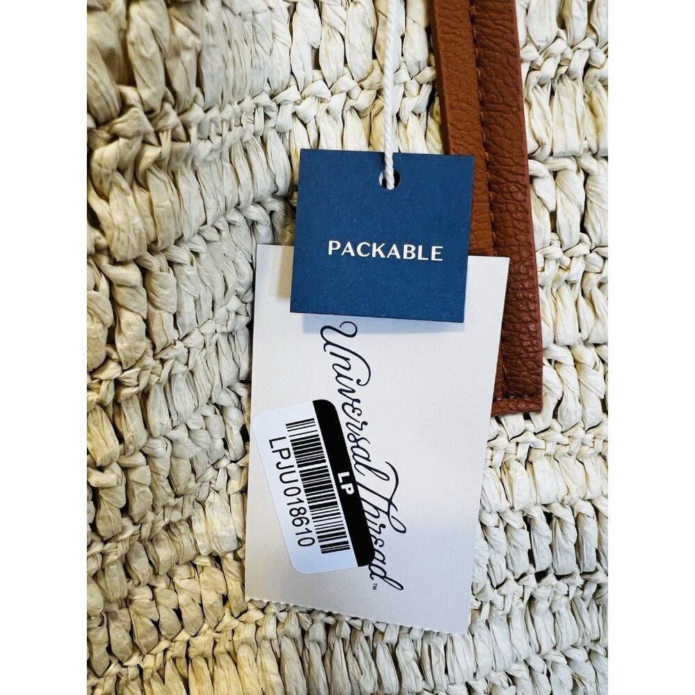Universal Thread Straw Packable Checker Boxy Tote… - image 6